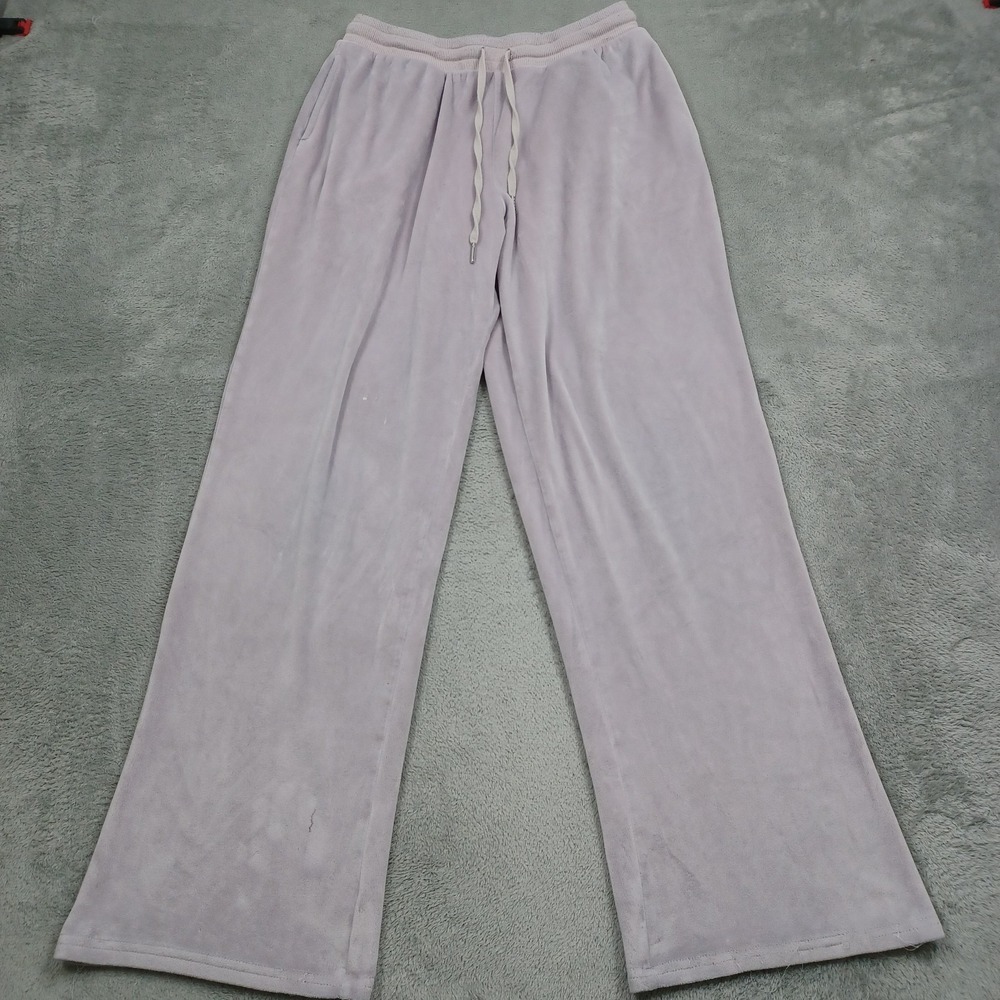 Juicy Couture Pants Womens Medium Pink Velour Wide Leg Y2K